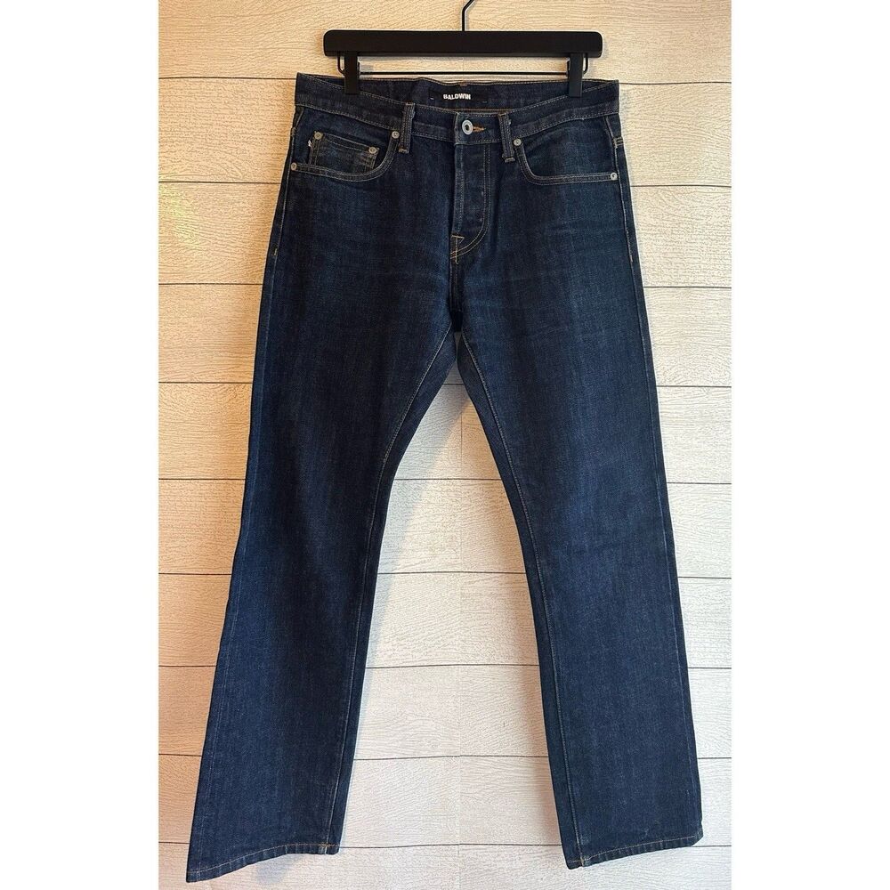 Baldwin Reed Classic Straight Selvedge Button Fly Dark Denim Jeans Size 31x32